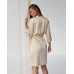 Халат жіночий шовковий під пояс Молочний, M