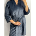 Халат жіночий плюш велюр під пояс Графіт, XL