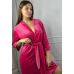 Халат жіночий плюш велюр під пояс Малиновий, S