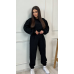 Стильний костюм вельвет у рубчик Чорний, 48/52